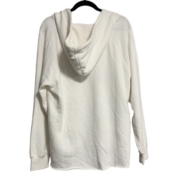 Aerie Raw Hem White Kangaroo Pocket Pullover Hoodie, small - Picture 6 of 9